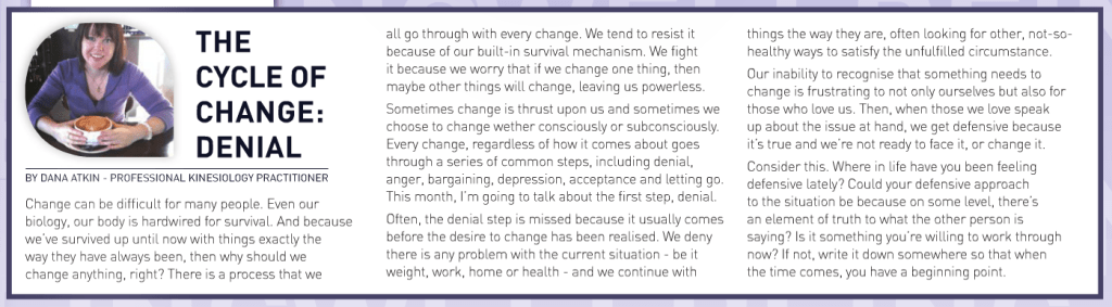 The Cycle of Change Denial Kinesiology Dana Atkin